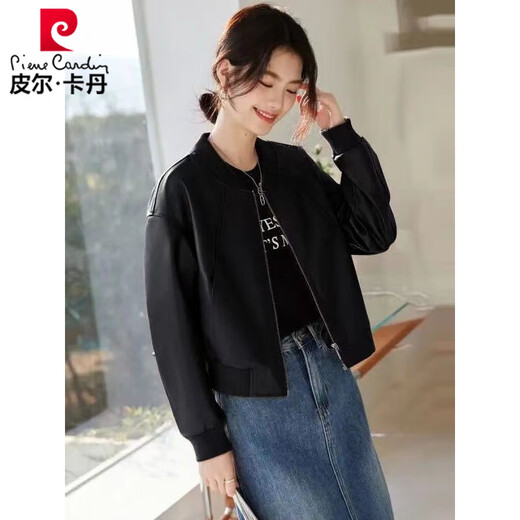 Pierre Cardin Baseball Collar Leather Jacket Women's Short Style Small Spring and Autumn Style Korean Style Motorcycle Leather Jacket Retro Slim Versatile Short Style Brown B (Recommended by the Store Manager) L 90-105Jin Jin equals 0.5 kg