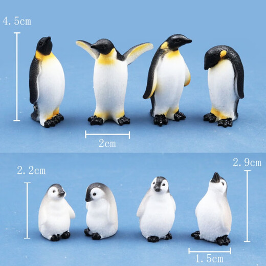 Little penguin ornaments mini simulated animal scenes static cute set cognitive cartoon small doll model toys set of 8 models