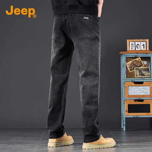 Jeep (JEEP) high-end men's jeans men's 2025 autumn and winter new loose straight pants casual trendy brand retro long pants men's pants