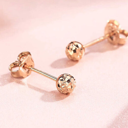 Fat Donglai's same style Russian rose gold earrings for women, purple gold plated 18K new fashion simple temperament car flower Bean Ding earrings (pair of rose gold)