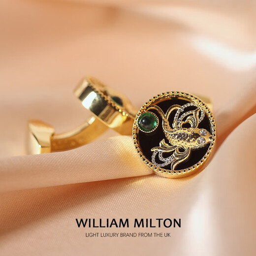 WILLIAM MILTON Limited Edition Fish and Bird Love Embossed Cufflinks Men's Suit High-end Customized Cuff Buttons High-end Cuff Pins Gift Box Fish and Bird Love