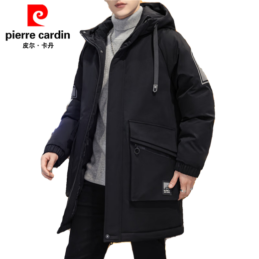 Pierre Cardin 2024 Winter Casual New Youth Jacket Boys Mid-Length Trendy Brand Cotton Clothes Early Thickened Men's Top 6193 Black 4XL