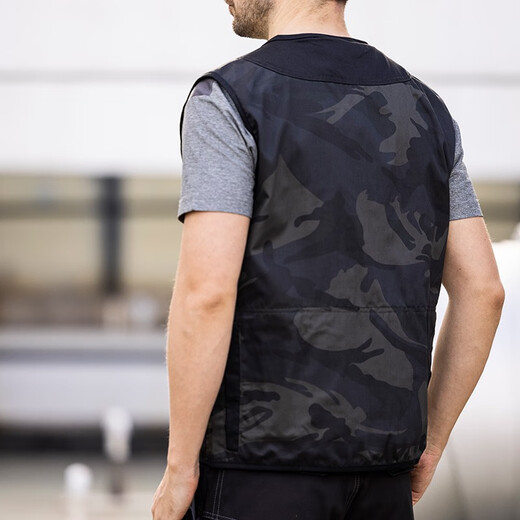Medium-proof multi-pocket fishing vest, work clothes vest, customizable auto repair and decoration construction site auto repair and auto parts multi-functional top, camouflage color M