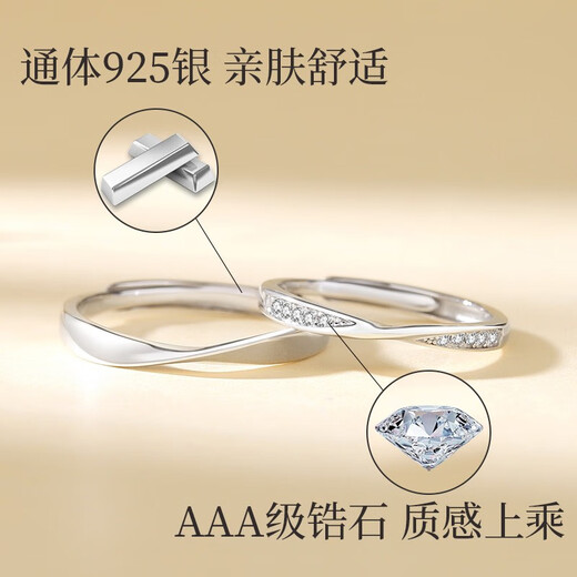 LNCO Mobius silver couple ring, a pair of long-distance relationship adjustment rings with engraving, birthday and Christmas gifts for girlfriend, 925 silver, one pair + gift box + engraving