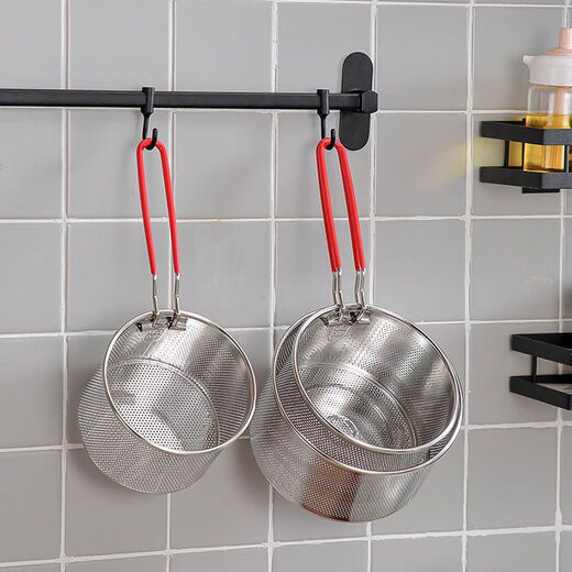 Tuzun 304 stainless steel frying basket, frying basket, cooking noodles, noodles, colander, frying basket, frying pan, spicy hotpot filter, removable silicone handle, diameter 14cm