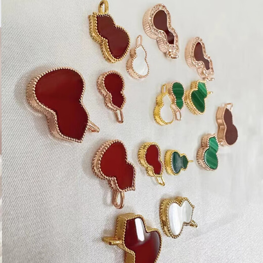 18K gold gourd pendant au750K gold color gold rose gold red agate pendant clavicle necklace birthday gift 18K gold rose gold (single pendant) medium gourd (red agate)
