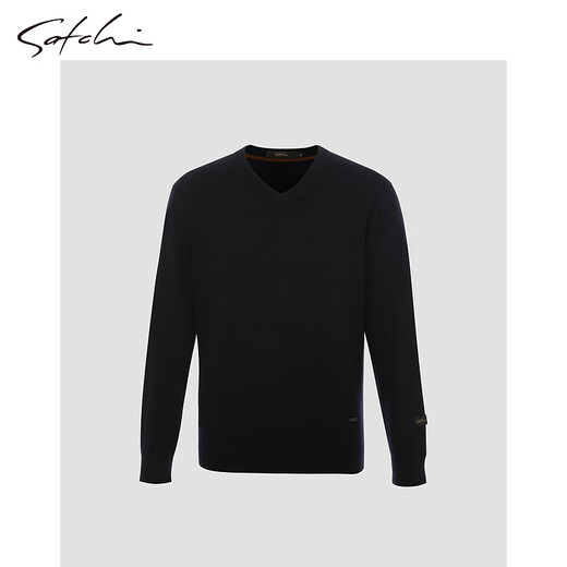 SATCHI Men's Sweater Autumn New Light Mature Style V-neck Cashmere Sweater 100% Cashmere Navy 48