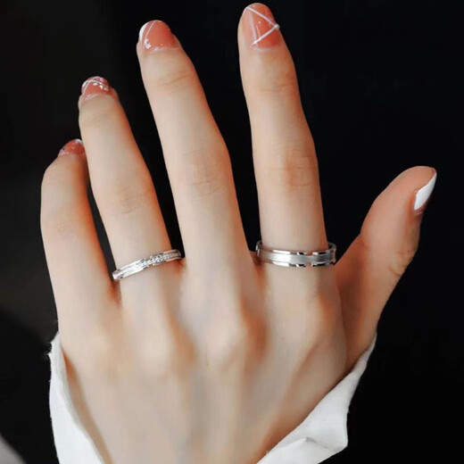 MZMZ Jianjia Bailu Couple Ring PT950 platinum pair of rings for men and women, seeking engagement, Valentine's Day, birthday gift for girlfriend, light luxury, engraving/closed mouth customization, please take this photo, free engraving (closed/live mouth available)