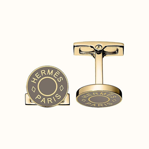 Hermes (Hermes) Licol 2 de manguito para hombres Postones de metal lacado Enlaces de metal chapado en oro gris