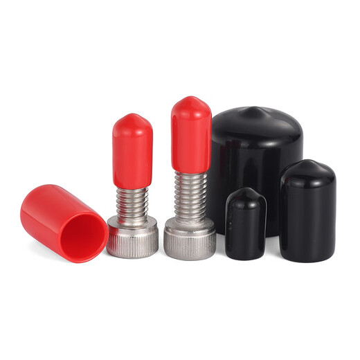 JINGGONG PVC cap round pipe sleeve black/red rubber thread protection plug soft-impregnated plastic insulation dust-proof seal inner diameter 20.0mm black (10 pieces)