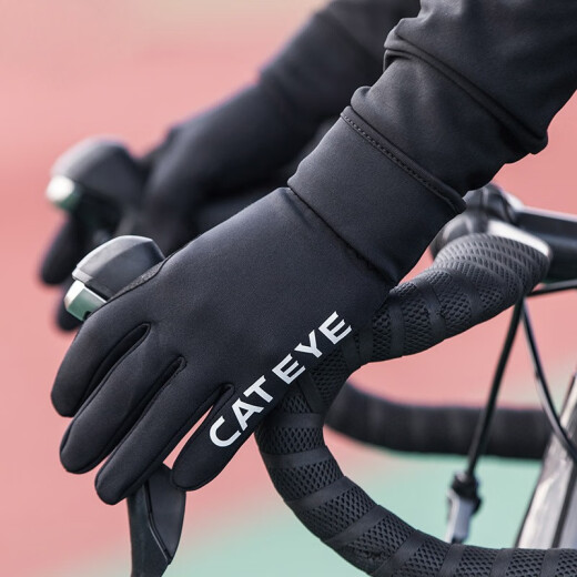 Cateye (CATEYE) bicycle riding gloves men's winter windproof touch screen mountain bike gloves long finger riding equipment black gray M