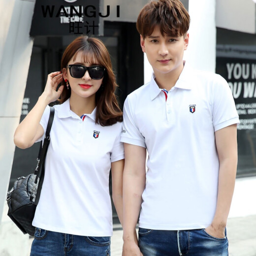 Wangjixia collared sports t-shirt cotton short-sleeved lapel polo shirt women's collared half-sleeved top T-shirt loose casual women's style - royal blue M standard size