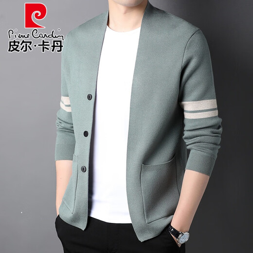 Pierre Cardin Early Autumn Wool Knitted Cardigan Men's Autumn 2024 New Trendy Youth Outerwear Sweater Men's Casual Jacket Trend Black *Best Quality 2XL