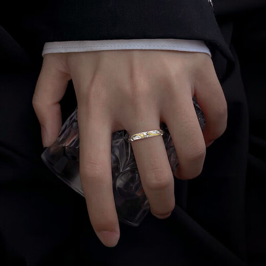 BJYLS999 pure silver lone star ring men's niche sterling silver open index finger ring tail ring jewelry practical gift for boyfriend Lone star ring 999 pure silver