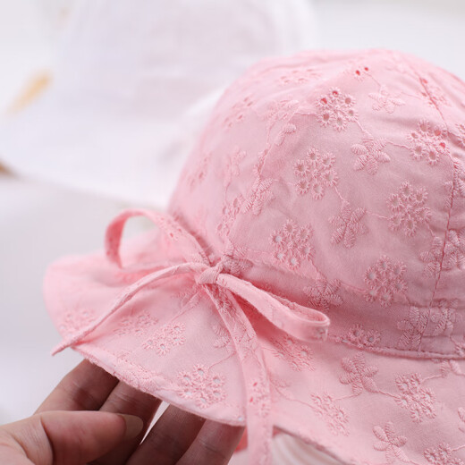 Li Chenxi (Lichenxi) baby hat summer personality baby girl princess fisherman hat summer sun hat children thin Korean style hat trendy lace little plum flower basin hat pink reference age-4-20 months 44-48cm