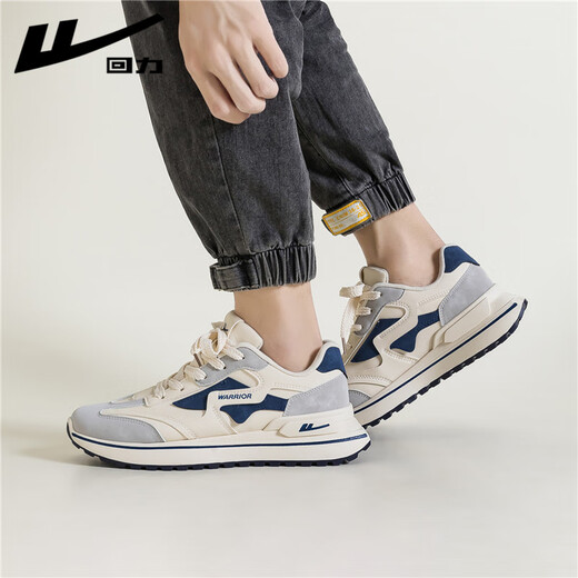 Warrior official men's shoes, autumn and winter sports shoes, men's versatile casual running shoes, men's trendy leather dad shoes