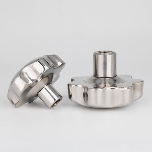 Lingjian 304 stainless steel plum blossom handle nut mechanical handwheel hand screw star handle knob hexagonal nut m12 finely polished solid M16 handwheel 75mm