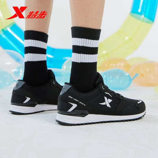 Xtep men's casual shoes, sports shoes, urban casual fashion, retro, simple and comfortable men's shoes 881419329663 black size 42