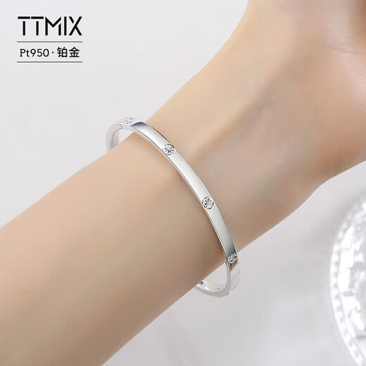 TTMIX platinum bracelet for women pt950 platinum smooth plain ring concubine bracelet birthday gift for wife 55mm weight 17.09g width 5.2mm