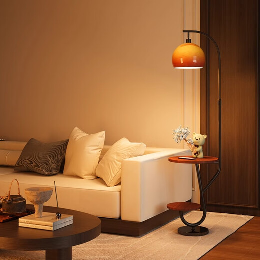 Zhong Shuai's antique style floor lamp living room sofa next to the shelf ornaments American retro bedroom bedside table integrated gold-wood color desktop-stepless dimming