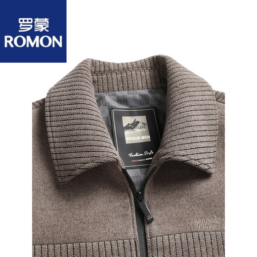 ROMON Men's Autumn and Winter New Jacket Lapel Middle-aged Chenille Casual Velvet Thickened Jacket Middle-aged and Old Dad Clothes Dark Gray Autumn and Winter Style Velvet Thickened 4XL 195/108A Recommended 165-190 Jin Jin equals 0.5 kg