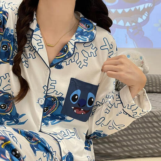 依慕琪春秋季睡衣冰丝女学生ins风宿舍可外穿长袖新款高颜值家居服套装 14123郁金香长袖长裤) 7XL m70-90斤
