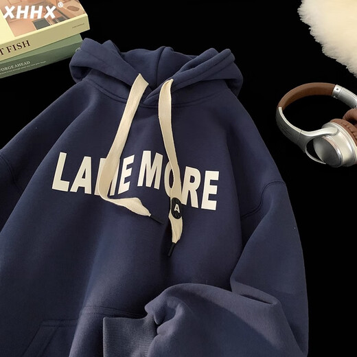 Woodpecker Sweatshirt Men's 2025 Autumn and Winter Heavy Thick Fashion Hooded Sweatshirt Men's Teenagers Versatile Sweatshirt Top Men Black Velvet XL 120-140Jin Jin equals 0.5 kg