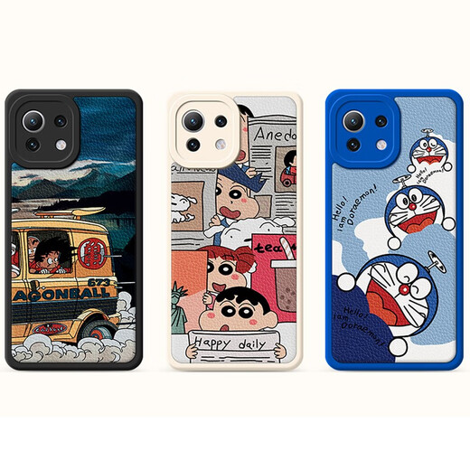 Cartoonist suitable for Xiaomi 17promax mobile phone case 5G silicone lambskin Xiaomi 17Pro lens all-inclusive anti-fall protective cover mi17 men and women new internet celebrity cartoon Xiaoxin leather case Xiaomi 17Pro antique white-Xiaoxin lens all-inclusive