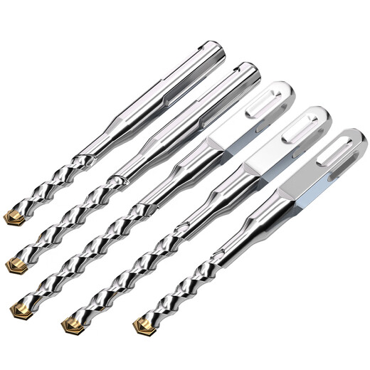 Fengji tungsten steel extended impact drill electric hammer drill bit concrete through wall square handle round handle drilling and slotting fastener 6+8+10+12 square handle set