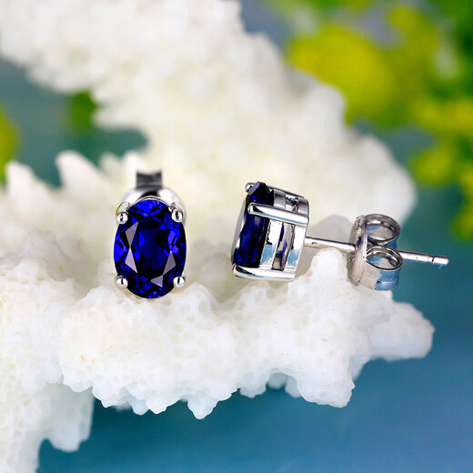 Sapphire earrings, 925 silver plated with 18K gold, inlaid with carat colored gemstones, tanzanite jewelry earrings for women, a pair of blue earrings