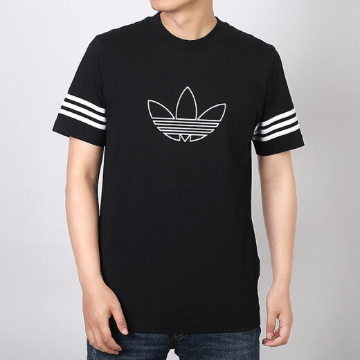 阿迪达斯（adidas）三叶草短袖男装夏季新款健身训练运动服透气休闲圆领T恤 FM3897黑色 S