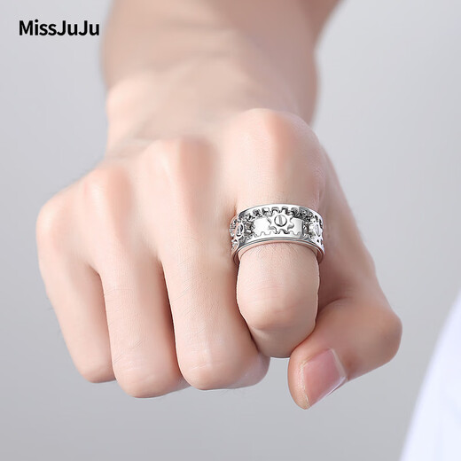 Miss JuJu pt950 platinum ring men's platinum ring domineering personality mechanical gear ring can rotate large ring ring customized 15 yards about 25g according to actual hair, more refunds, less supplements