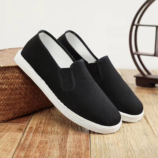 Men's old Beijing cloth shoes, traditional handmade mille-layout cloth shoes, breathable, sweat-absorbent work shoes, soft-soled driving cloth shoes, black 42