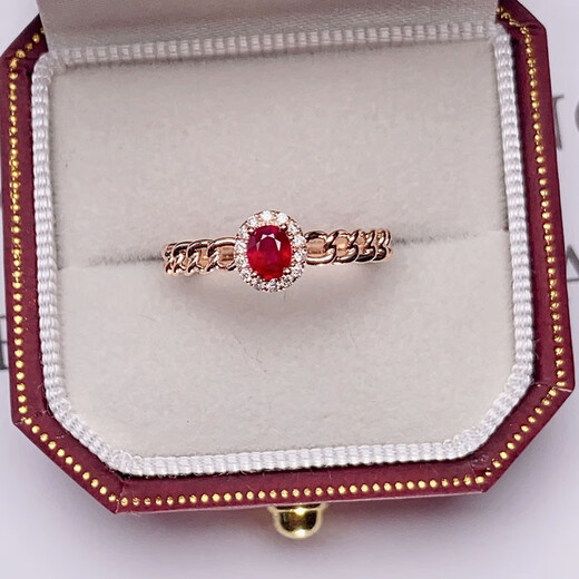 Eba Pigeon Blood Red 0.4ct Ruby Ring Colorful 18K Gold Diamond Ring for Girlfriend Birthday Gift Size Message (Spot Size 9 to 20)