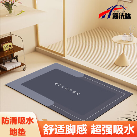 Havoda bathroom floor mat diatom mud absorbent mat bathroom non-slip foot mat toilet floor mat entry door mat Ruoxi blue 50*80cm