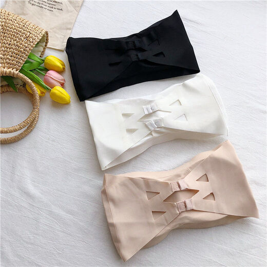 Pinshiren strapless anti-exposure chest-wrapped chest gathers beautiful back tube top underwear for female students Korean version invisible bra without steel rims summer black one shoulder one size fits all 85-140Jin Jin is equal to 0.5 kg