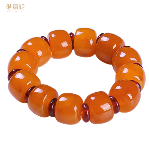Ruomuni Floating Saltwater Collection Old Beeswax Bracelet Chicken Oil Yellow Amber Bucket Beads Plus Separate Beads Blood Amber Bracelet Men's and Women's Fluorescent