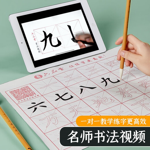 Liupintang brush calligraphy beginner's calligraphy set for beginners, special wolf hair and hair for primary school students, water writing cloth, pen, ink, paper and inkstone for calligraphy practice, a complete set of professional four treasure storage tools for the study, 15-piece set for beginners (including storage box + 200 pieces of rough paper)