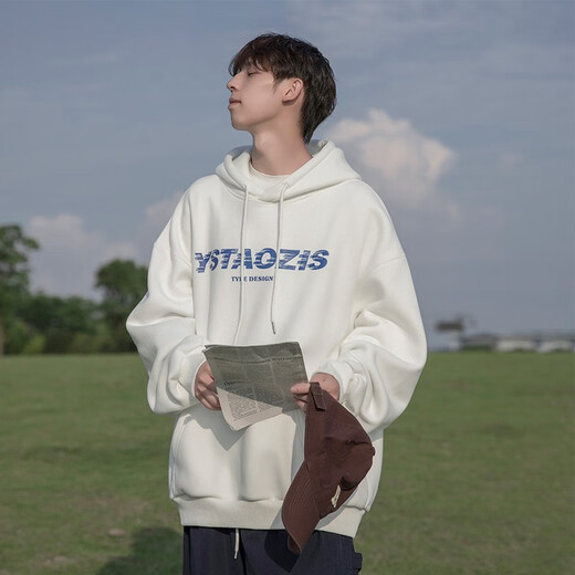 
POUM sweatshirt jacket men plus velvet hooded 2022 spring and autumn new ins high street trend men's top loose CZFS-w677 black XL [Recommended weight 135-150Jin [Jin equals 0.5 kg]]