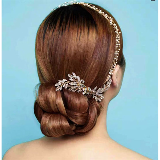 Happy mother-in-law tiara, mother-in-law's wedding head flower, wedding happy mother's wedding banquet updo, hair accessories, red festive hair comb, gold leaf pearl beaded rhinestone hair comb