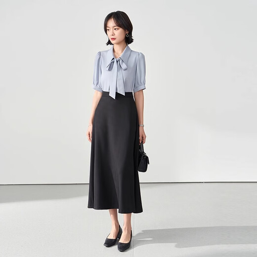 Lady Bird A-line long skirt women's formal umbrella skirt professional long skirt shirt skirt interview skirt black skirt S