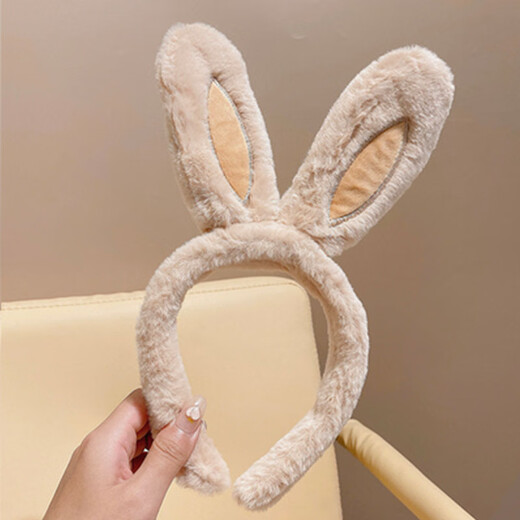 Lingchuan Little Rabbit Rabbit Ears Hairpin Hairpin Hairpin Hairpin Women's Headdress White Cute Children's Plush Headband Short-haired White Rabbit Headband