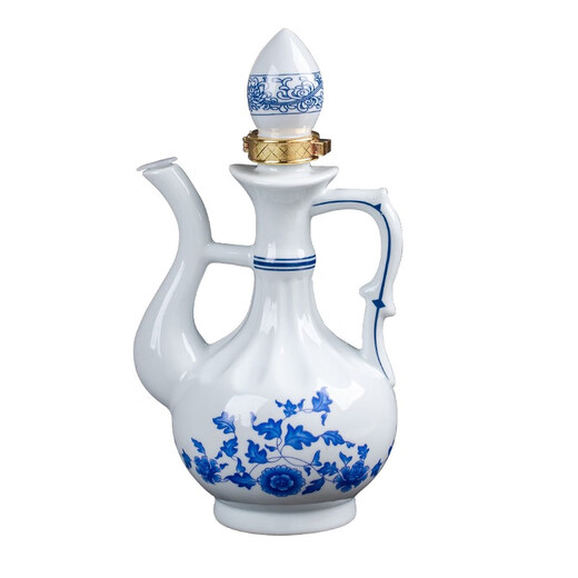 Qichengtang Creative Jingdezhen Ceramic Sealing One Jin Jin is equal to 0.5 kg. Empty wine bottle, white wine dispenser, household wine flask. One pot of fine wine. One Jin Jin is equal to 0.5 kg. Blue and white wine flask.