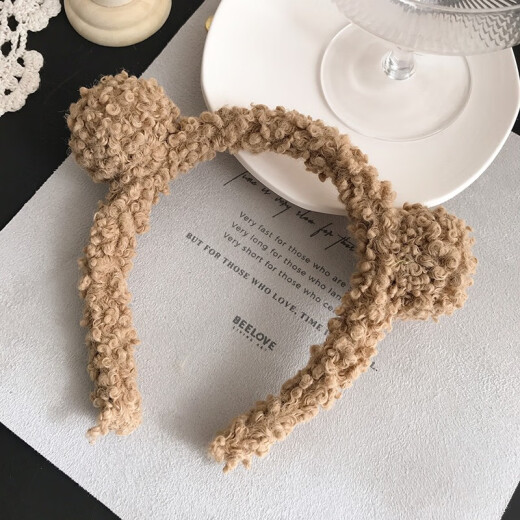 Morning Star Korean Internet Celebrity Pressed Lamb Hair Hoop Women's Face Wash Cute Headband Hairpin Simple Furry Headband Plush Hair Accessory Milk Cafe