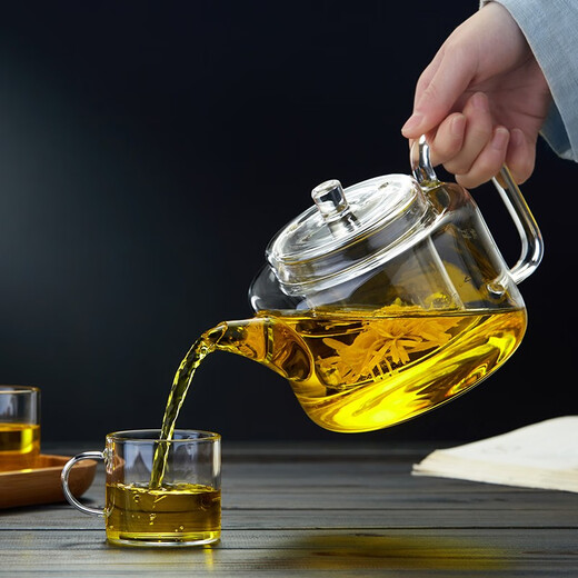 Green Changming Glass Teapot Tea Maker résistant à la chaleur Théière en verre épaissie grande taille 1050 ml