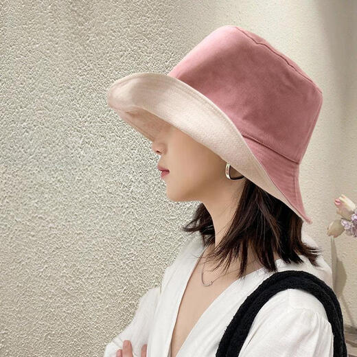 Levison fisherman hat women's summer popular hat spring and autumn women's hat trend fisherman sun protection double-sided fairy sun hat black rice (black + beige double-sided wear) one size