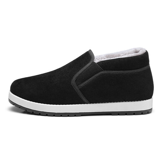 Strong velvet warm winter men's cotton shoes corduroy style cold-proof flat casual men's shoes classic cotton shoes black 40