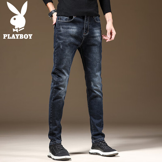 Playboy (Playboy) Slim Jeans Men Men Men Summer 2025 Новая свободная прямая тенденция.