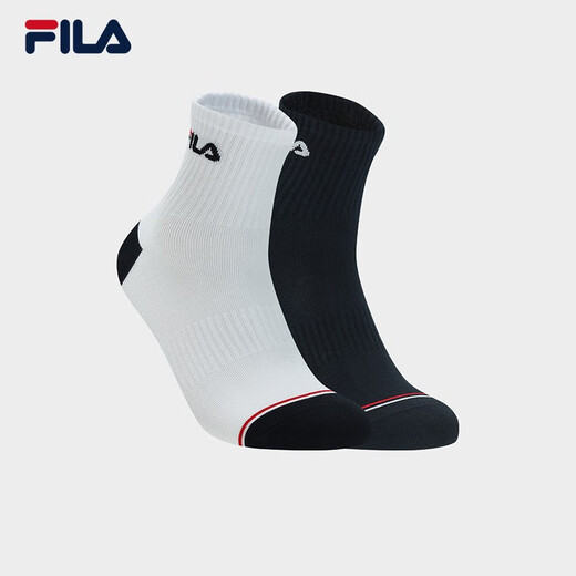 FILA official men's socks mid-waist socks set winter simple sports socks mid-calf socks two pairs set standard white/legendary blue-99 2 pairs (XS)