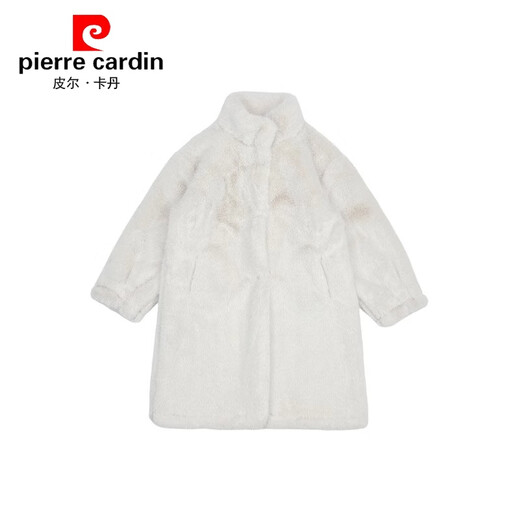 皮尔卡丹（pierre cardin）2025新款女童冬装仿水貂大衣儿童保暖冬装加厚皮毛一体毛毛外套 米白色 140cm